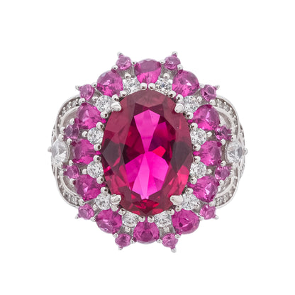 Amélie Red Oval Cut Gemstone Sterling Silver Ring