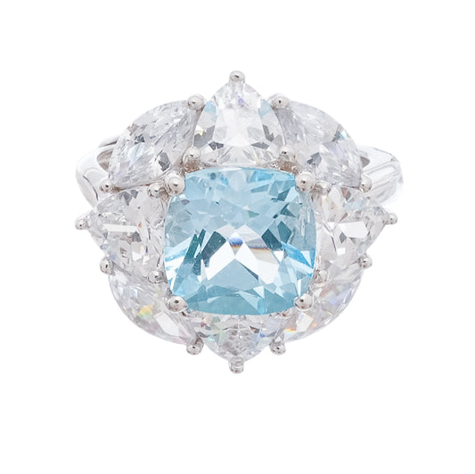 Daphné Blue Sterling Silver Adjustable Gemstone Ring