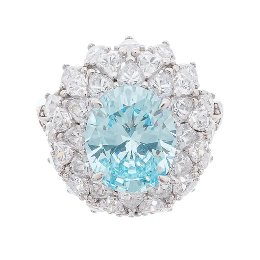 Céleste Blue Oval Cut Gemstone Sterling Silver Ring