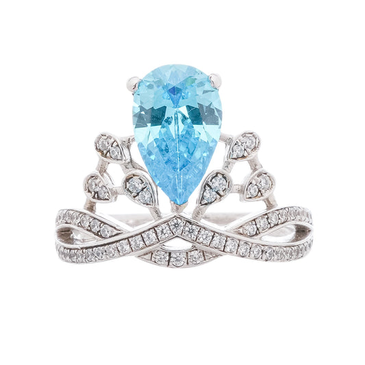 Colette Blue Pear Cut Gemstone Sterling Silver Ring