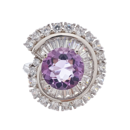 Margaux Purple Halo Setting Adjustable Ring