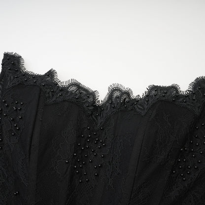 Sylvie black faux-pearl embellished mini dress