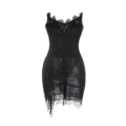 Sylvie black faux-pearl embellished mini dress